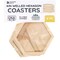 Welled Wood Coaster Hexagon 4" x 4.5", 4 piece, for wooden coasters, crafts and decorations, welled center for resin design or paint - for decoupage, engraving, wood burning